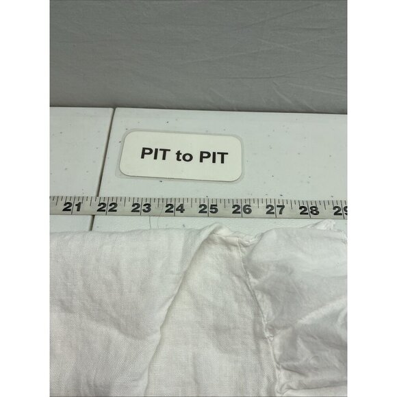 Terzo Millennio Italy 100% Linen Ruffle Top White Minimalist Coastal oversize SM - Picture 3 of 10